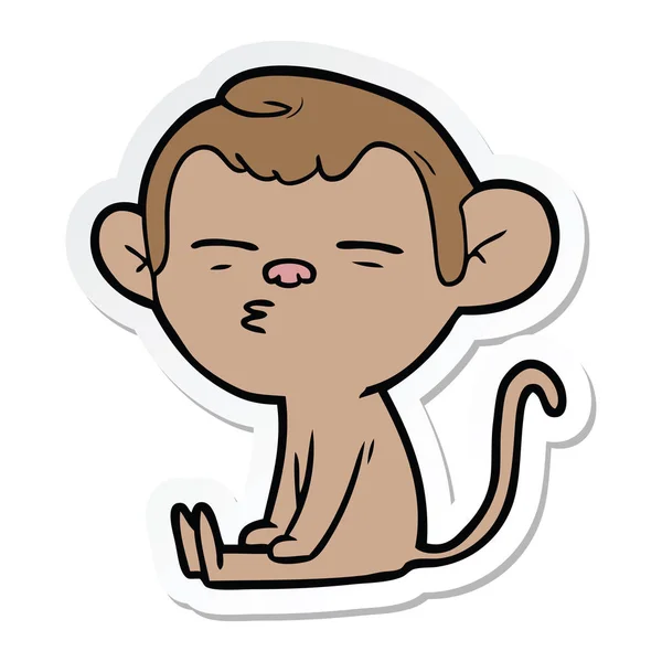 漫画の不審な猿のステッカー — ストックベクタ
