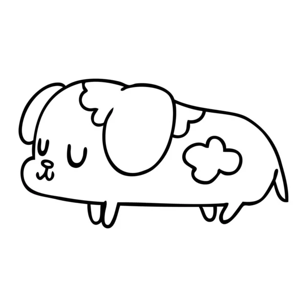 Linha Desenho Ilustração Kawaii Cão Bonito —  Vetores de Stock