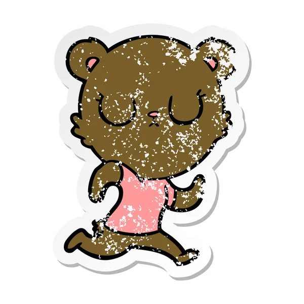 Szomorú böllér-ból futás békés rajzfilm medve — Stock Vector