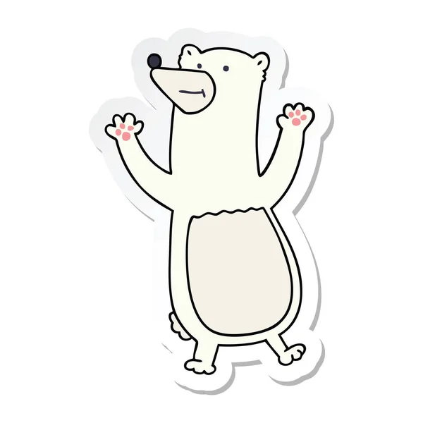 Adesivo Eccentrico Disegnato Mano Cartone Animato Orso Polare — Vettoriale Stock