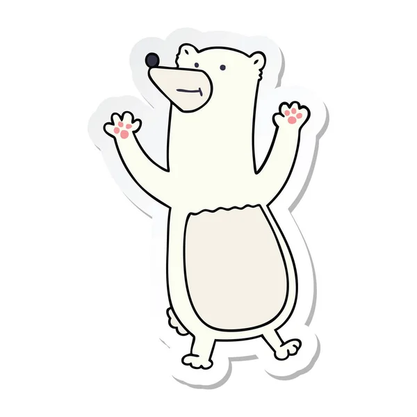 Pegatina Peculiar Oso Polar Dibujado Mano Dibujos Animados — Vector de stock