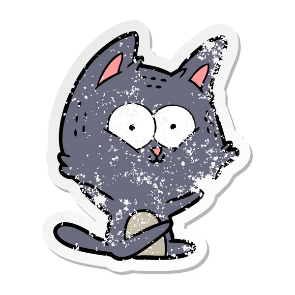 Distressed sticker of a cartoon cat — Stock Vector