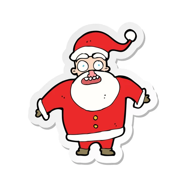 Etiqueta Desenho Animado Chocado Papai Noel — Vetor de Stock