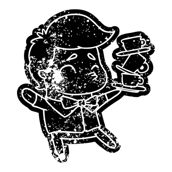 Grunge simgesi bir kawaii şirin garsona sıkıntılı