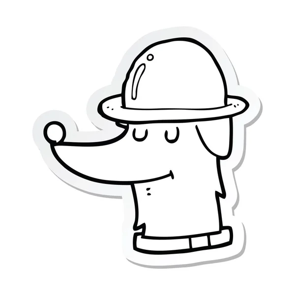 Etiqueta Cão Dos Desenhos Animados Que Usa Chapéu —  Vetores de Stock