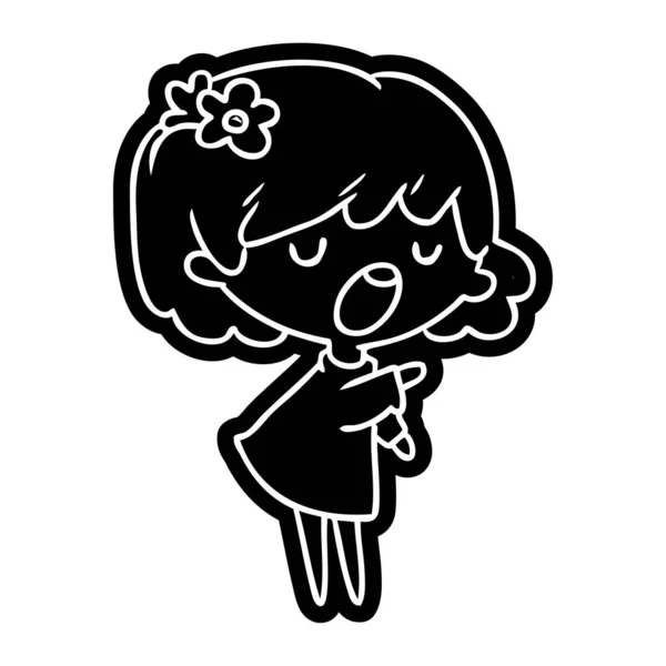 Icona del cartone animato di una ragazza kawaii carino — Vettoriale Stock