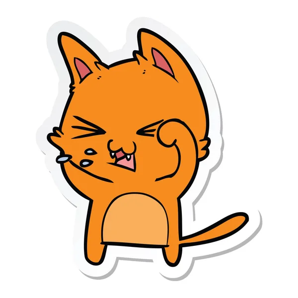 Aufkleber Einer Cartoon Katze Zischt — Stockvektor