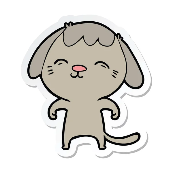 Samolepka pes šťastný karikatura — Stockový vektor