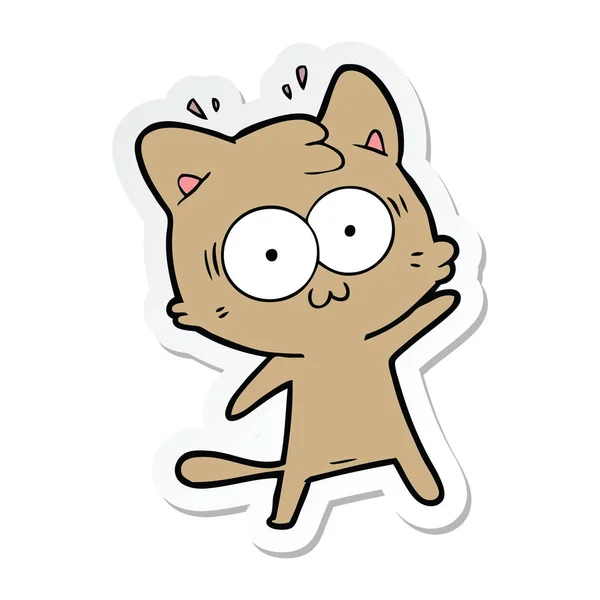Sticker of a cartoon surprised cat — Stock Vector