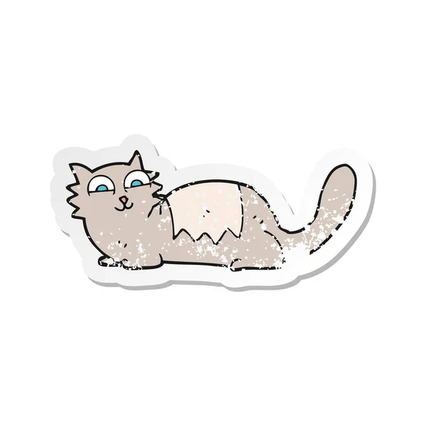 Retro distressed sticker of a cartoon cat — Stock Vector