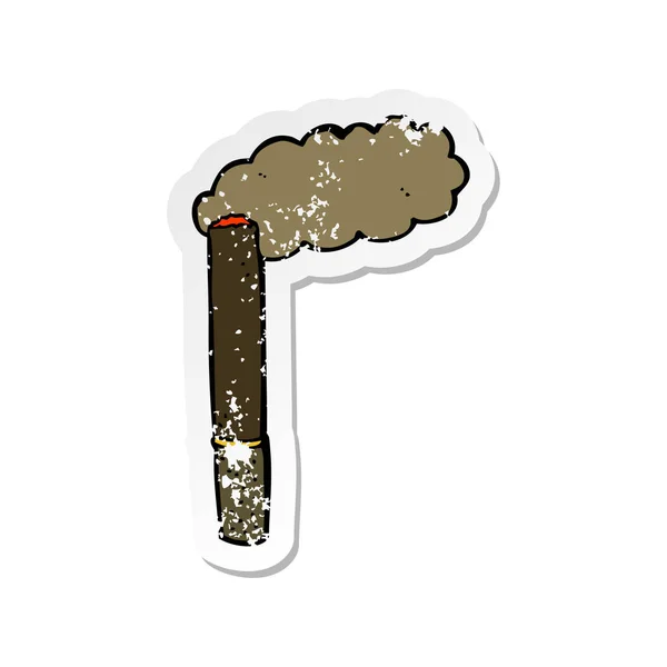 Pegatina retro angustiado de un cigarro de dibujos animados — Vector de stock