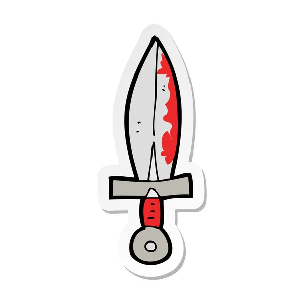 Aufkleber Eines Cartoon Blutigen Schwertes — Stockvektor