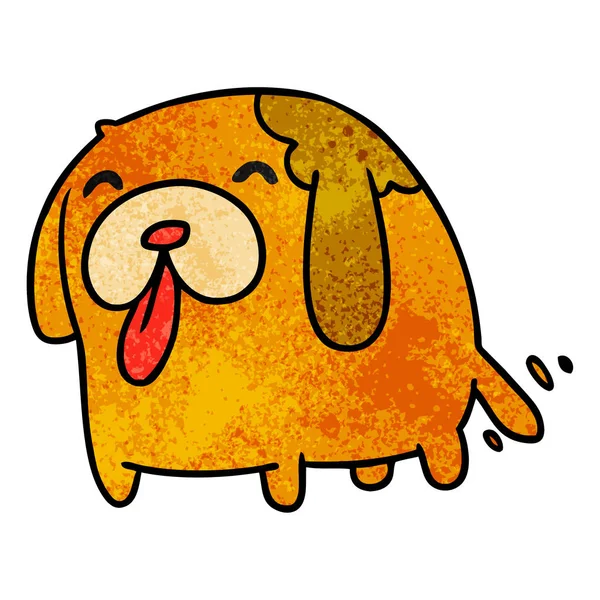 Texturizado Desenho Animado Ilustração Kawaii Cão Bonito — Vetor de Stock