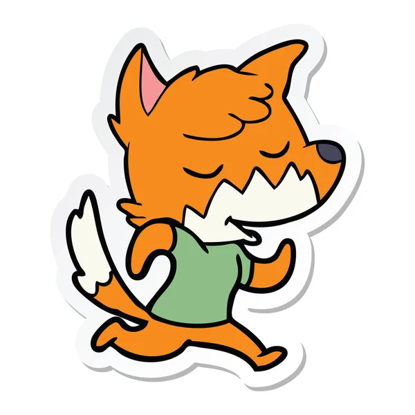 Samolepka Fox Přátelské Karikatura Běh — Stockový vektor