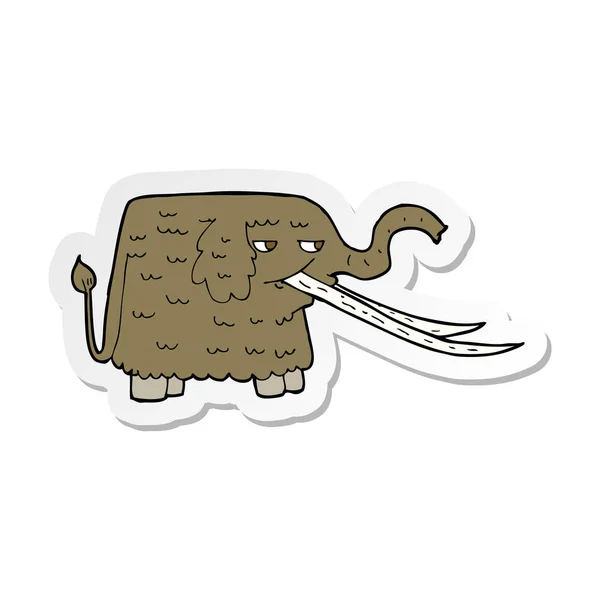 Etiqueta de um mamute lanoso de desenho animado — Vetor de Stock
