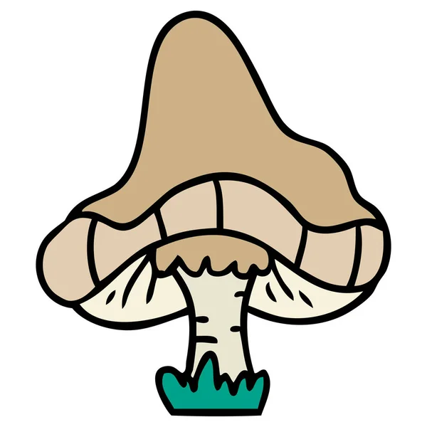 단일 버섯의 만화 낙서 — 스톡 벡터