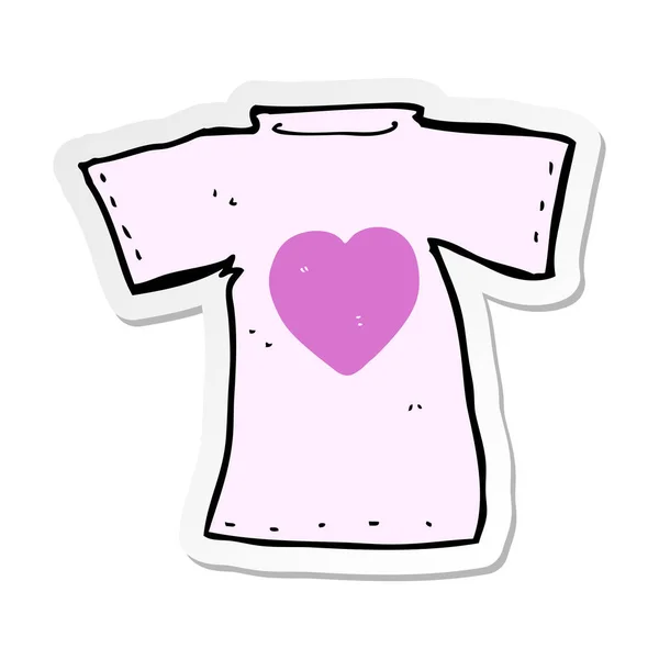 Aufkleber eines Cartoon Love Heart T-Shirts — Stockvektor