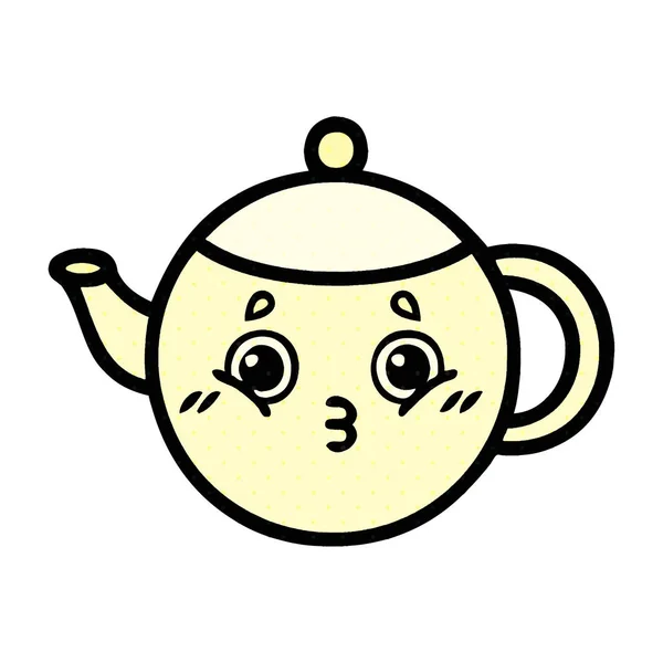 Bande dessinée style thé pot de dessin animé — Image vectorielle
