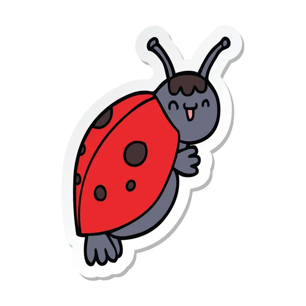 Sticker of a cute cartoon ladybug — Stock Vector