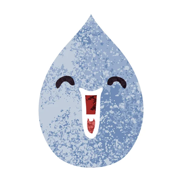 Excentrique rétro illustration style dessin animé émotionnel pluie goutte — Image vectorielle