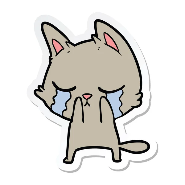 Αυτοκόλλητο Από Ένα Κλάμα Γάτα Γελοιογραφία — Διανυσματικό Αρχείο