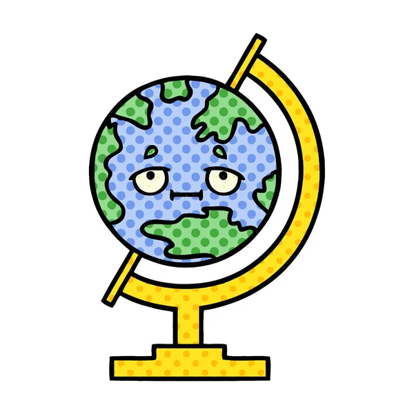 Komiks Kreskówka Stylu Globusa Świata — Wektor stockowy