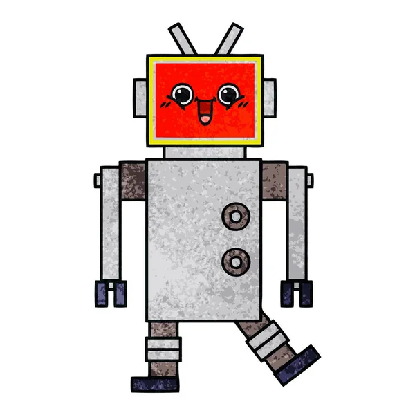 Retro streszczenie tekstura cartoon szczęśliwy robota — Wektor stockowy