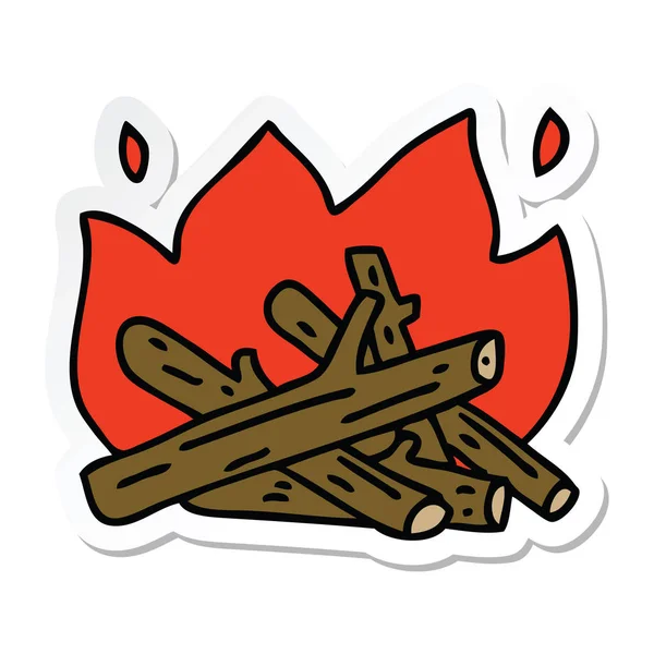Etiqueta de uma mão peculiar desenhada caricatura fogueira — Vetor de Stock
