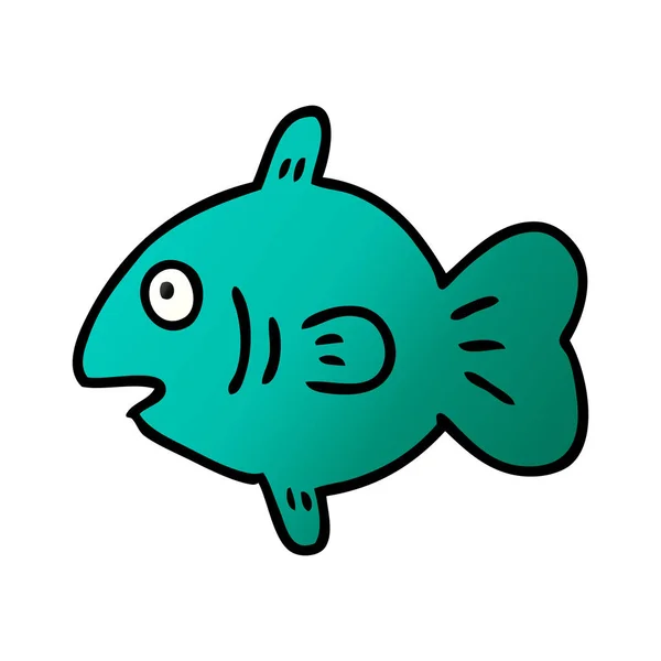 Gradient dessin animé gribouillage d'un poisson marin — Image vectorielle