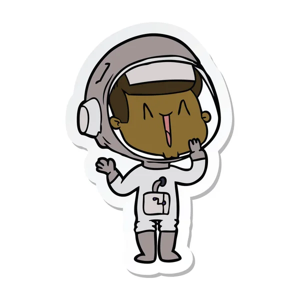 Nálepka smějící se astronaut kreslený — Stockový vektor