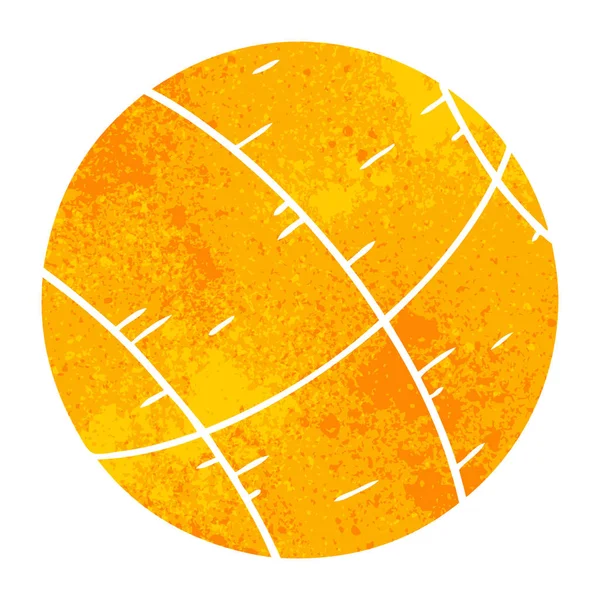 Dessin Animé Rétro Dessiné Main Gribouille Une Balle Basket — Image vectorielle