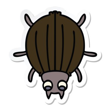 ilginç bir el etiket karikatür böceği çizilmiş