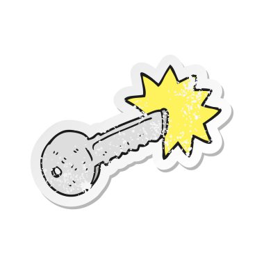 Retro sıkıntılı etiket bir çizgi film kapı anahtar