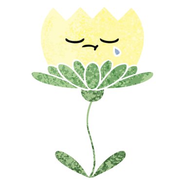 Retro illüstrasyon stil karikatür bir çiçek