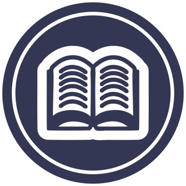 Açık kitap dairesel simgesi simgesi