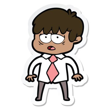 bir çizgi film yorgun çocuk etiket