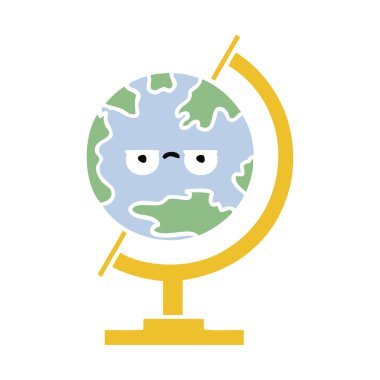 düz renk retro karikatür, bir de Dünya Dünya