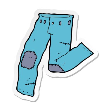 etiket bir karikatür eski kot yamalı