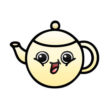 bir çaydanlık degrade gölgeli karikatür