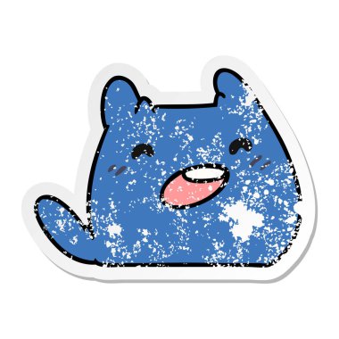 serbest el çekilmiş sıkıntılı etiket karikatür in kawaii uzaylı evde beslenen hayvan