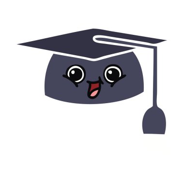 düz renk retro karikatür mezuniyet şapka