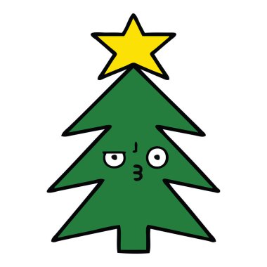 sevimli çizgi bir Noel ağacı
