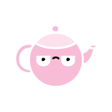 düz renk retro karikatür bir çaydanlık