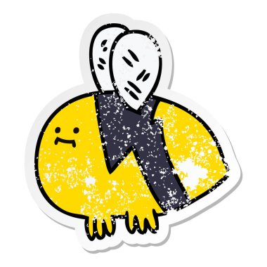 ilginç bir el sıkıntılı etiket çizgi film bumblebee çizilmiş