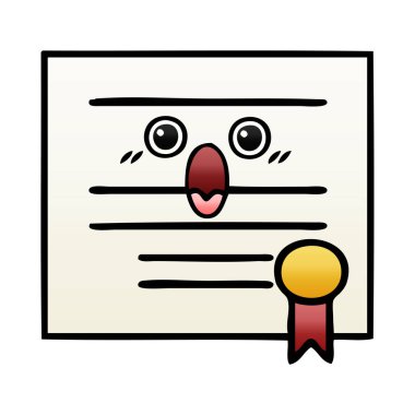 Degrade gölgeli karikatür Mezuniyet Diploması