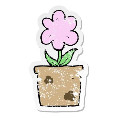 sevimli çizgi çiçek sıkıntılı etiket