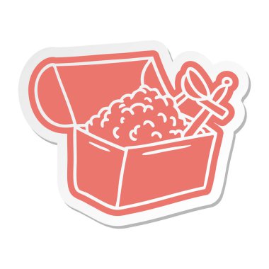 bir hazine sandığı çizgi film etiketi