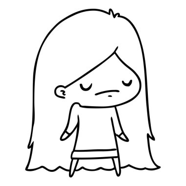 bir şirin kawaii kız çizgi çizme çizimi