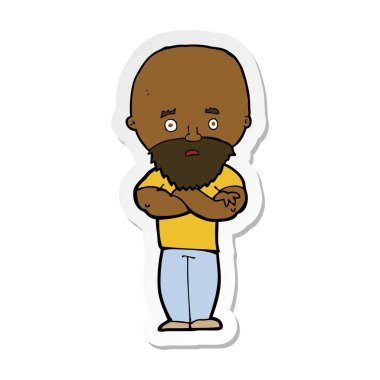 kel adam sakallı bir karikatür Sticker şok