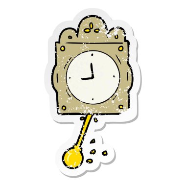 bir çizgi film saatli saatin sıkıntılı etiket